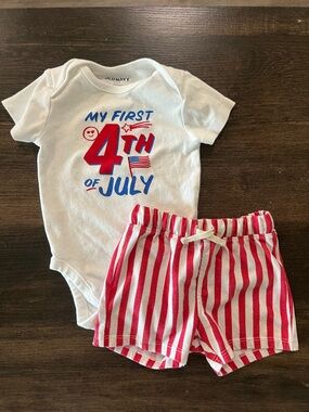 Old Navy White, Red & Blue "My First 4th of July" Baby Matching Set